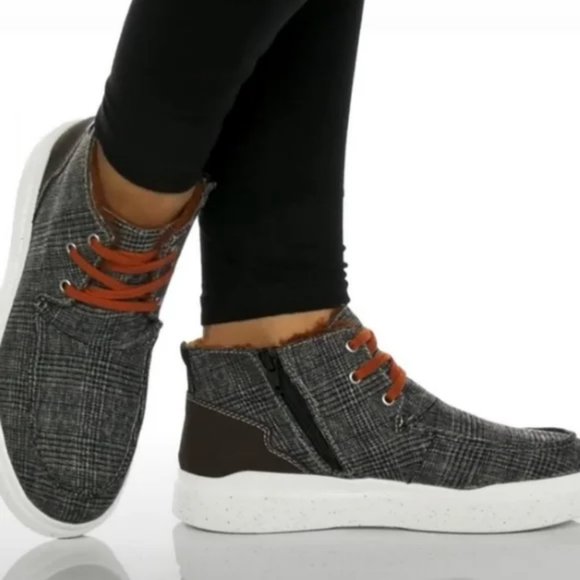 Romika Helsinki 02 Waterproof Plaid Print Faux Fur Lined Sneaker Booties NWOT - Picture 2 of 8